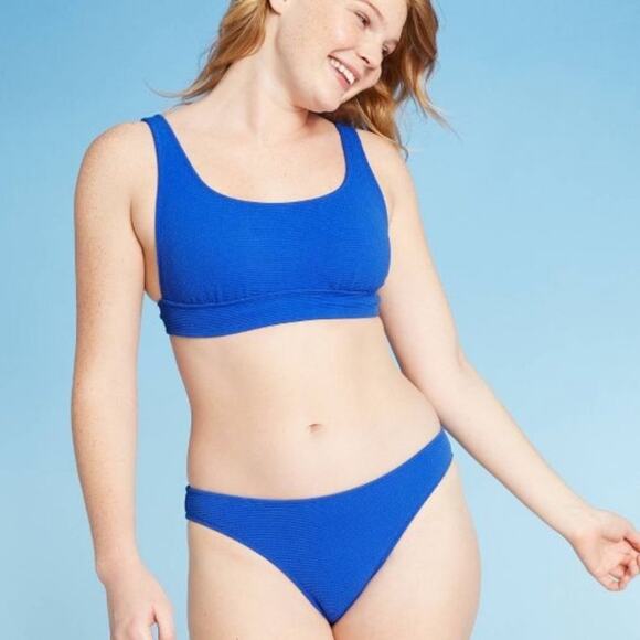 Xhilaration L Juniors Cheeky Bikini Bottom Blue - Picture 1 of 8